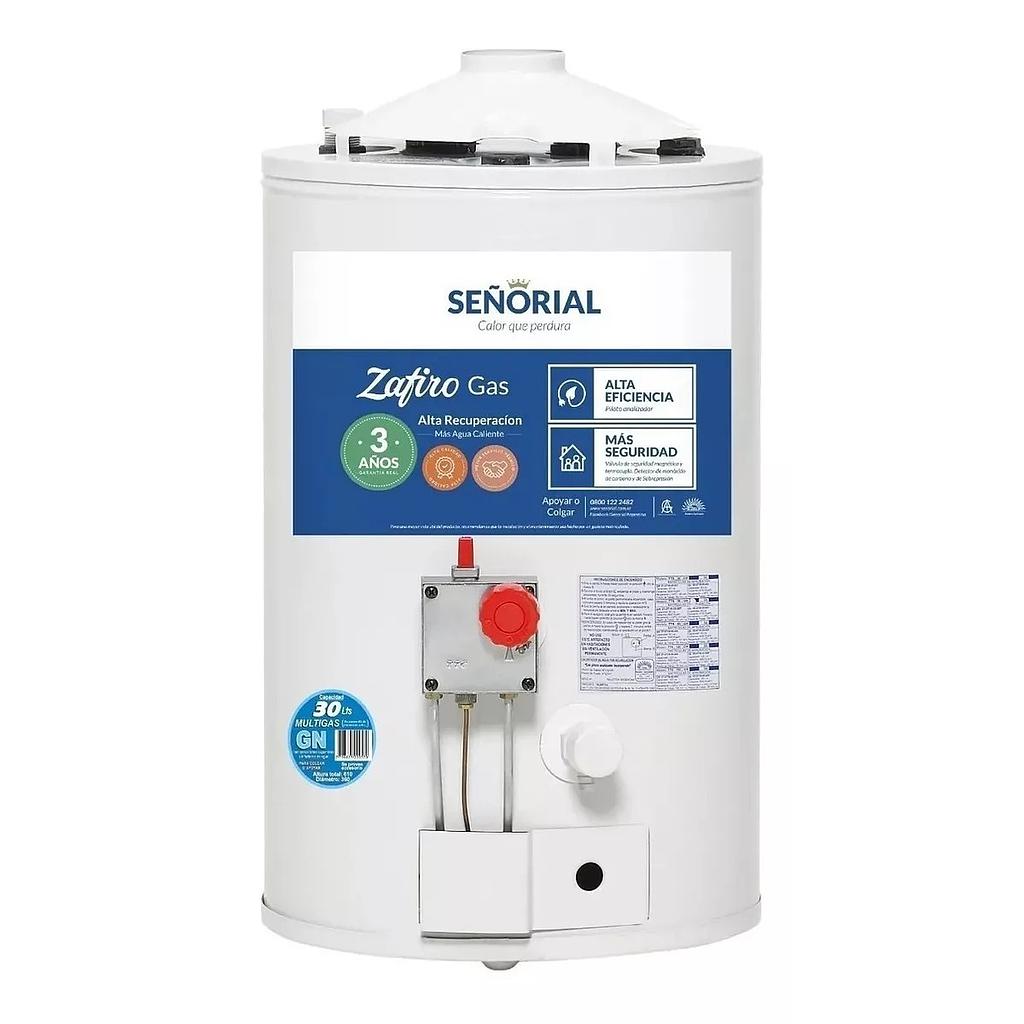 [27448] TERMOTANQUE MULTIGAS DE ALTA RECUPERACIÓN ZAFIRO 30l PARA COLGAR/APOYAR CONEXIÓN SUPERIOR/INFERIOR - SEÑORIAL [TSZ-30]