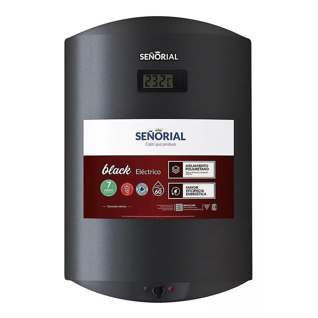 [27462] TERMOTANQUE ELÉCTRICO BLACK 60l 220v PARA COLGAR/APOYAR CONEXIÓN INFERIOR - SEÑORIAL [TSBE-60]