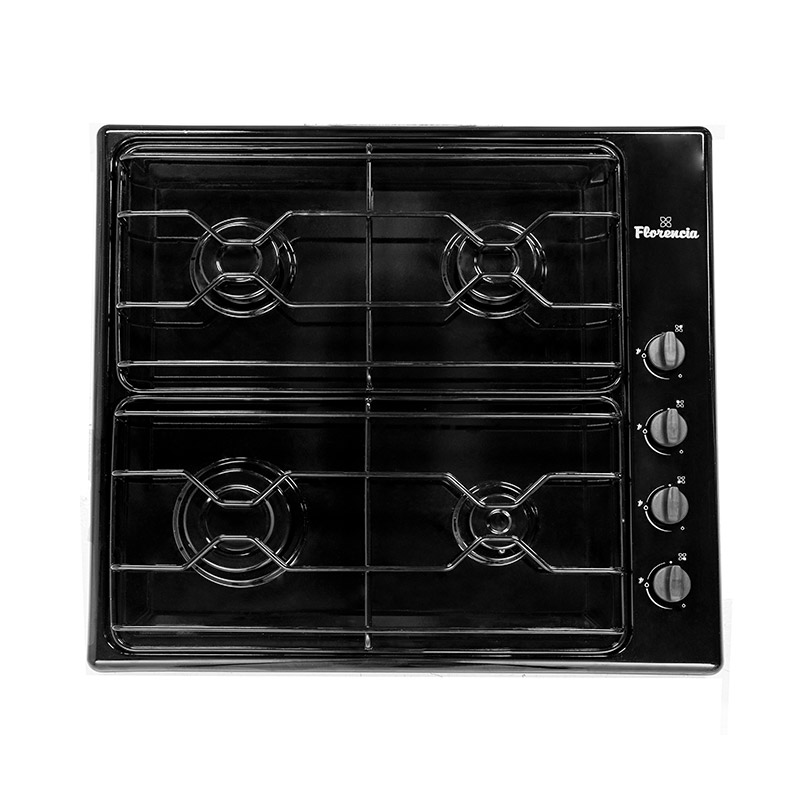 [27817] ANAFE MULTIGAS 4 HORNALLAS CON REJILLAS DE ALAMBRE ESMALTADAS - NEGRO - FLORENCIA [FLOR6737N]