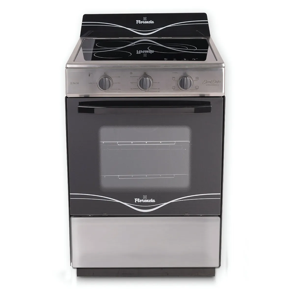 [27825] COCINA ELECTRICA 74LT 3 PUNTOS DE COCCION CON 3 FUNCIONES Y SUPERFICIE VITROCERAMICA - ACERO INOXIDABLE - FLORENCIA [FLOR8638E]
