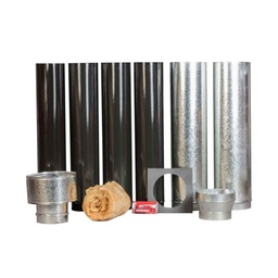 [28127] KIT TECHO 4" ENLOZADO: 3 Conductos 4" + 1 encamisado 6" galvanizado+ 1 reduccion + 1 sombrerete 4" + 1 tapa cielo + 2 lana de vidrio + 1 sellador -TROMEN - [05-000-201]