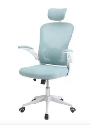 [31435] SILLA DE ESCRITORIO ERGONÓMICA GIRATORIA CON SOPORTE LUMBAR - APOYA BRAZOS Y CABEZA - CELESTE