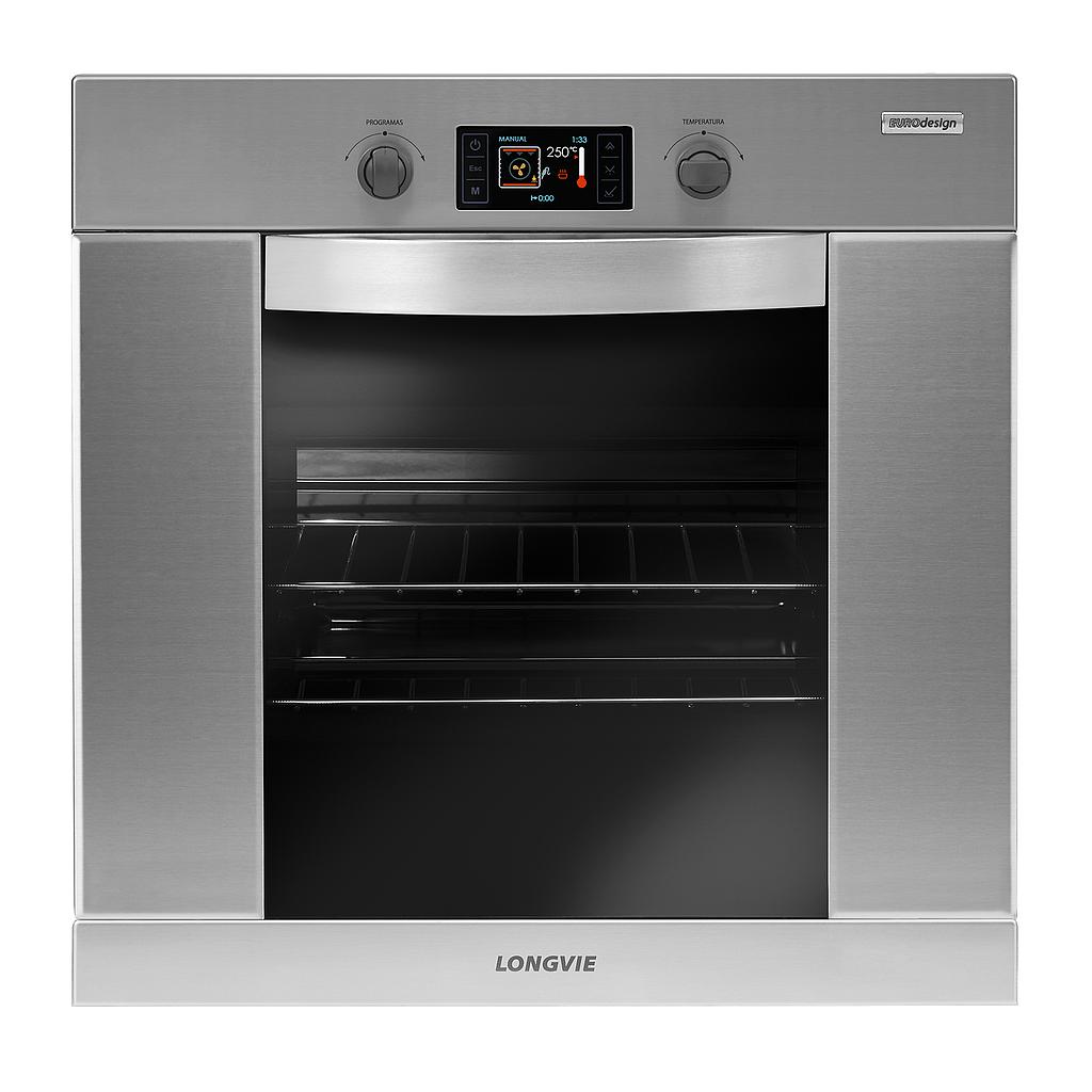 [23639] HORNO ELÉCTRICO 68,5LTS   - EFICIENCIA ENERGÉTICA: A - CON TIMER, TERMOSTATO, PROGRAMACIÓN TOUCH, 11 FUNCIONES Y DOBLE VIDRIO TEMPLADO - 60X60CM - ACERO INOXIDABLE - LONGVIE [HEST60X]