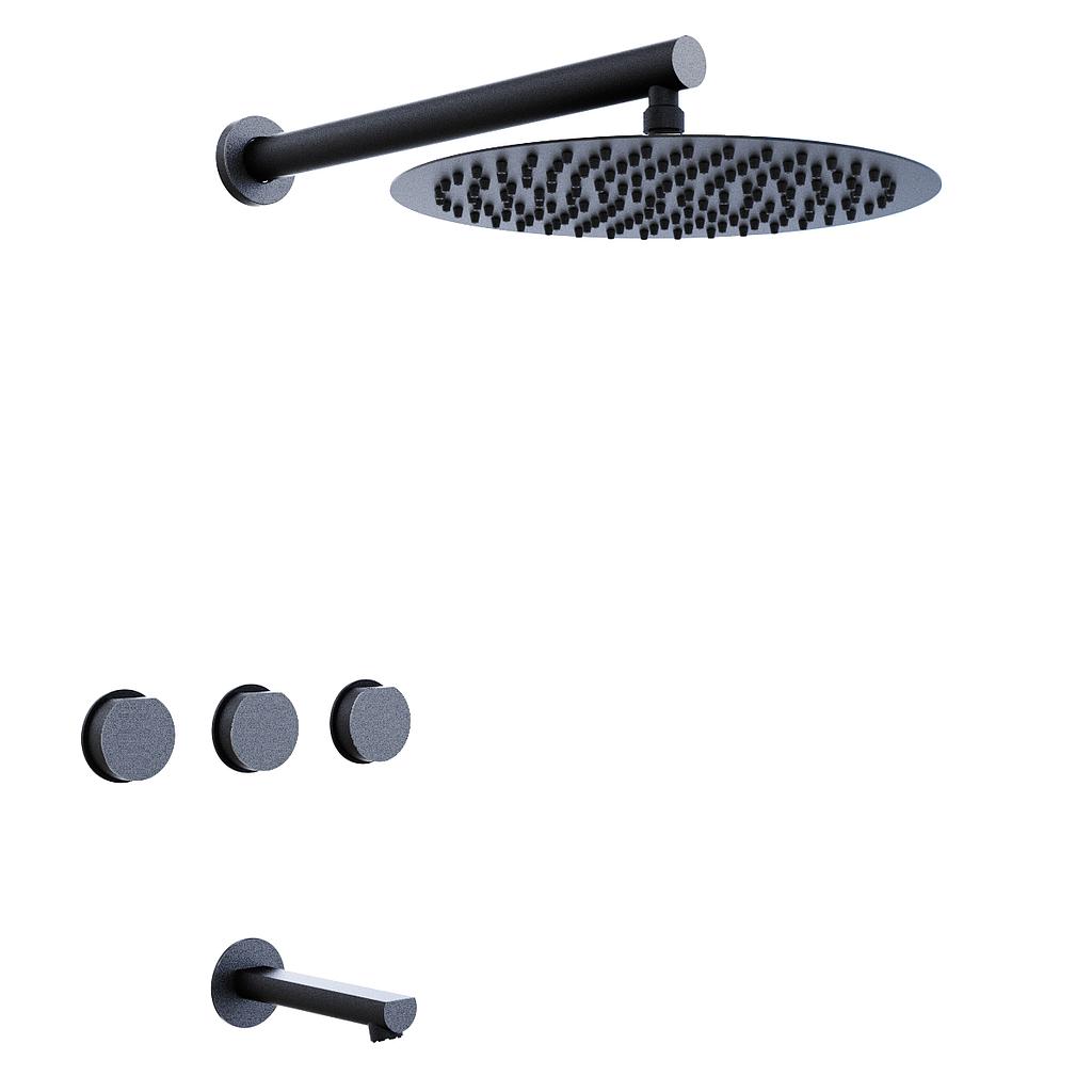 [23694] GRIFERÍA DUCHA BICOMANDO CON TRANSFERENCIA LUXURY NEGRO - HIDROMET - 10 AÑOS DE GARANTÍA [15008NEGR]