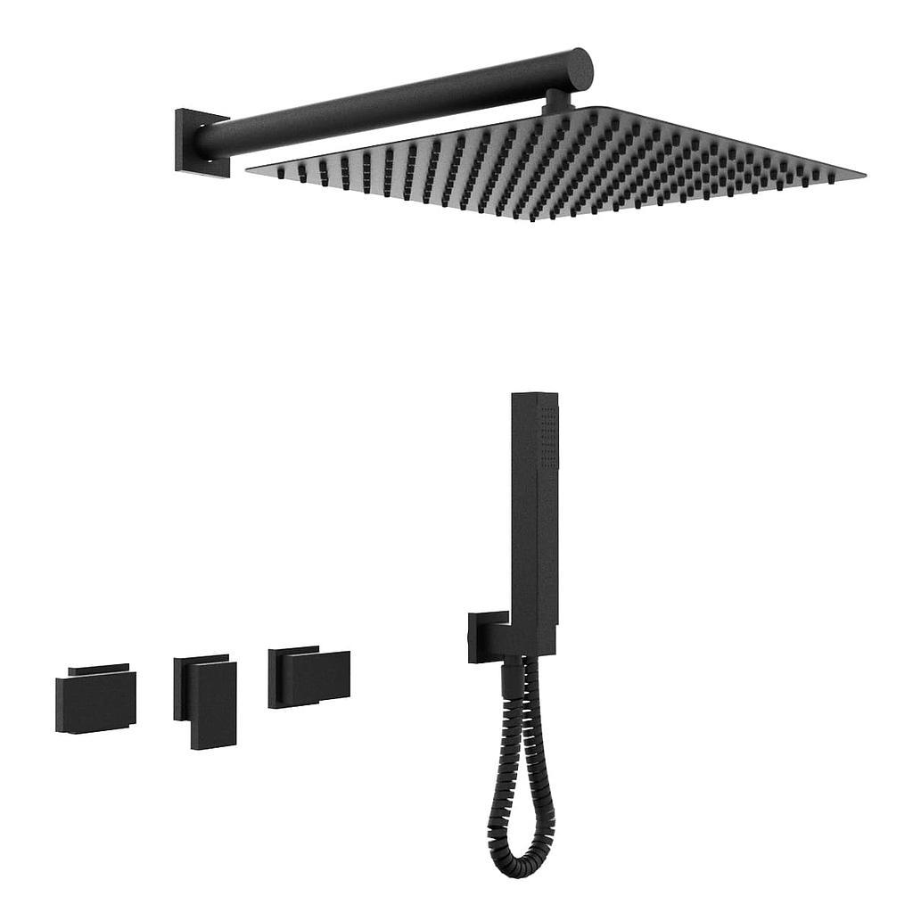 [23708] GRIFERÍA DUCHA 2 VIAS BICOMANDO CON TRANSFERENCIA Y DUCHADOR BLOCK PLANE NEGRO - HIDROMET - 10 AÑOS DE GARANTÍA [34053NEGR]