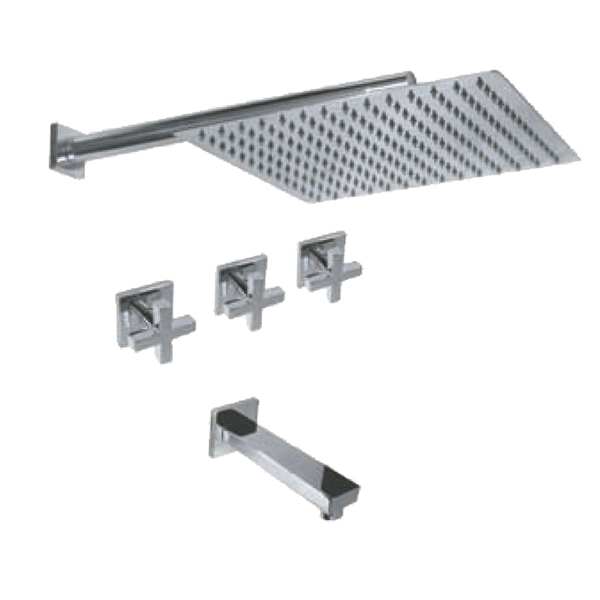 [23743] GRIFERÍA DUCHA BICOMANDO CON TRANSFERENCIA BLOCK CRUZ CROMO - HIDROMET - 10 AÑOS DE GARANTÍA [03403CRCR]