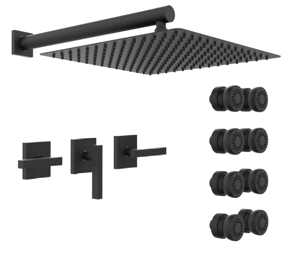 [23767] GRIFERÍA DUCHA 2 VIAS BICOMANDO CON ESCOCESA BLOCK LEVER NEGRO - HIDROMET - 10 AÑOS DE GARANTÍA [03467NEGR]