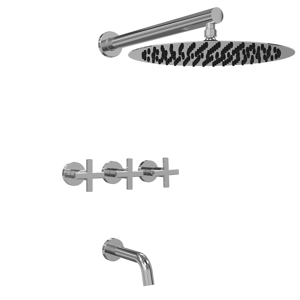 [23813] GRIFERÍA DUCHA BICOMANDO CON TRANSFERENCIA FLAT CRUZ CROMO - HIDROMET - 10 AÑOS DE GARANTÍA [84103CRCR]