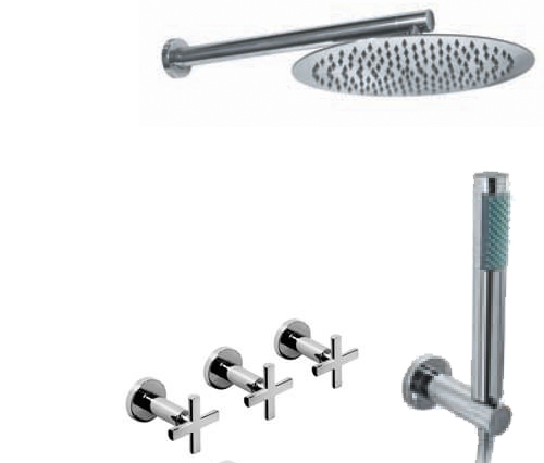 [23818] GRIFERÍA DUCHA 2 VIAS BICOMANDO CON TRANSFERENCIA Y DUCHADOR FLAT CRUZ CROMO - HIDROMET - 10 AÑOS DE GARANTÍA [84155CRCR]