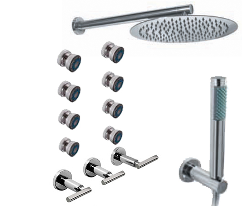 [23827] GRIFERÍA DUCHA 3 VIAS BICOMANDO CON TRANSFERENCIA , ESCOCESA Y DUCHADOR FLAT CRUZ CROMO - HIDROMET - 10 AÑOS DE GARANTÍA [84147CRCR]