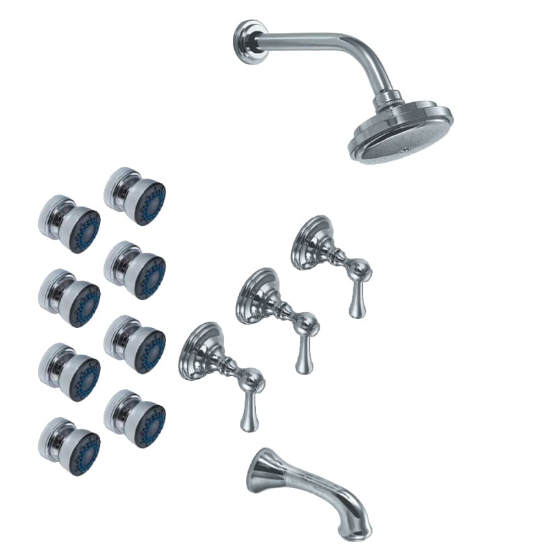 [23863] GRIFERÍA BAÑERA 3 VIAS BICOMANDO CON ESCOCESA Y DUCHADOR BAVERLY LEVER CROMO - HIDROMET - 10 AÑOS DE GARANTÍA [00445CRCR]