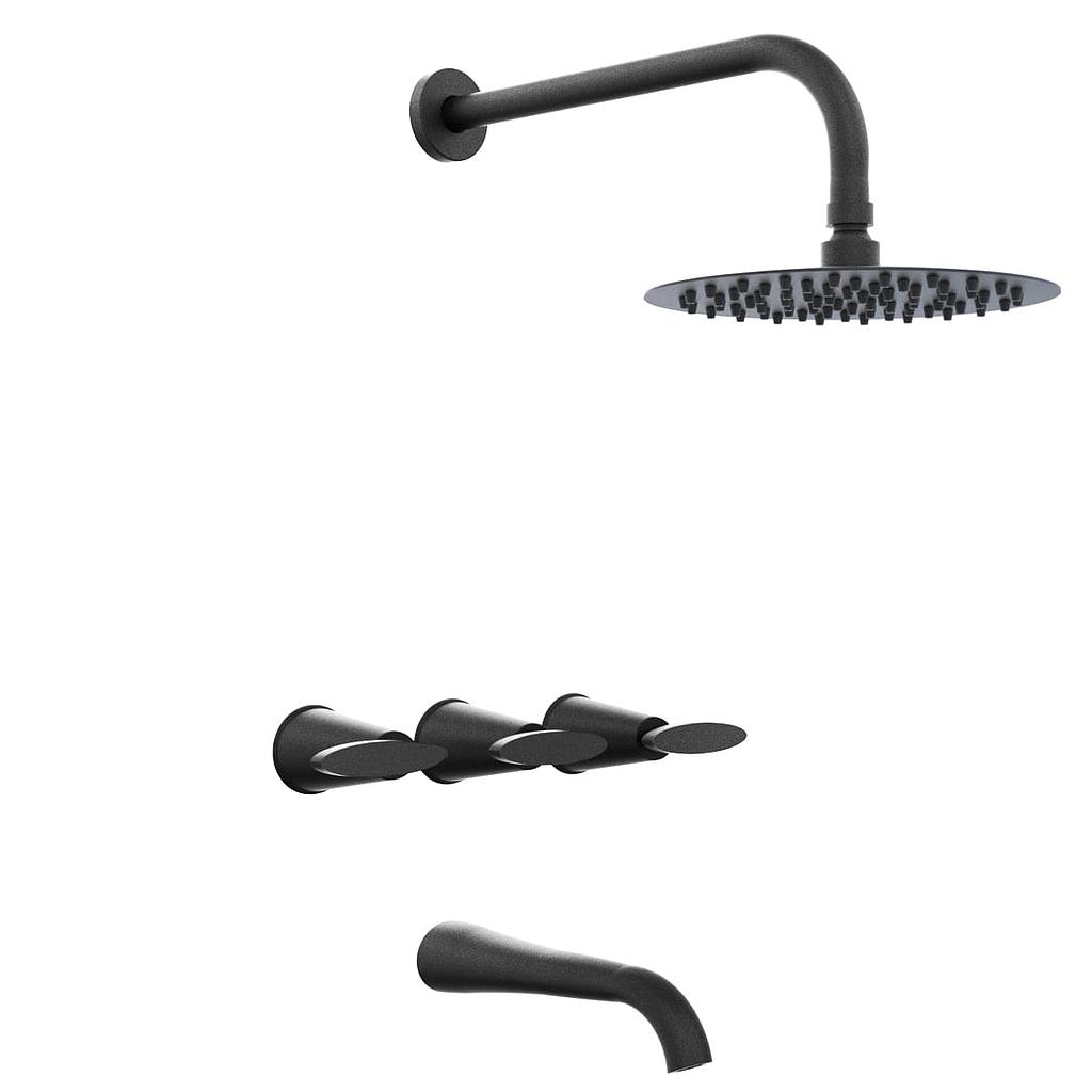 [23878] GRIFERÍA DUCHA BICOMANDO CON TRANSFERENCIA MOON NEGRO - HIDROMET - 10 AÑOS DE GARANTÍA [2908NEGR]