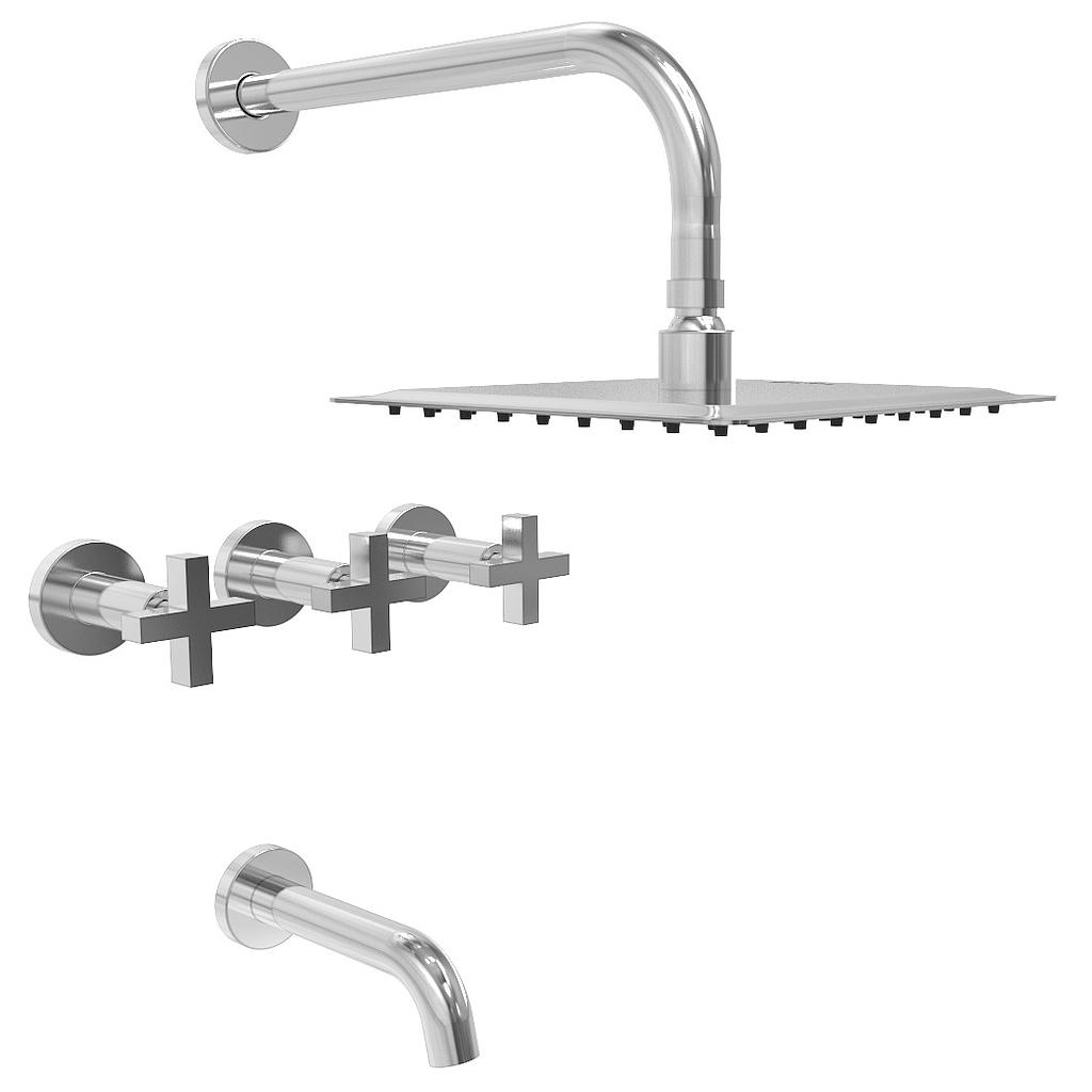 [23887] GRIFERÍA DUCHA BICOMANDO CON TRANSFERENCIA LOOK CRUZ CROMO - HIDROMET - 10 AÑOS DE GARANTÍA [31103CRCR]