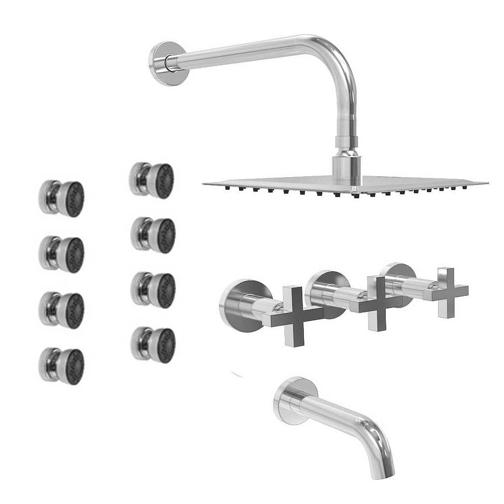 [23890] GRIFERÍA DUCHA 3 VIAS BICOMANDO CON ESCOCESA LOOK CRUZ CROMO - HIDROMET - 10 AÑOS DE GARANTÍA [31140CRCR]