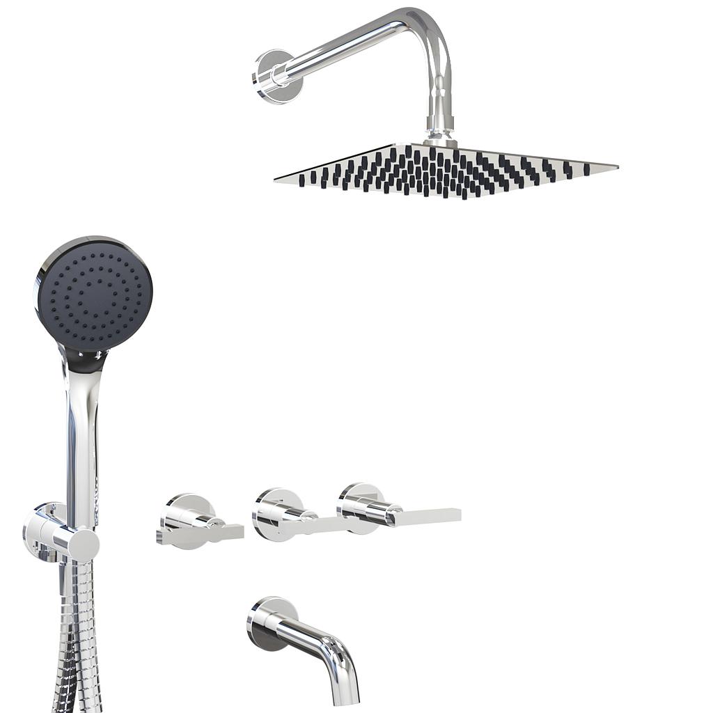 [23899] GRIFERÍA DUCHA 3 VIAS BICOMANDO CON DUCHADOR LOOK LEVER CROMO - HIDROMET - 10 AÑOS DE GARANTÍA [31110CRCR]