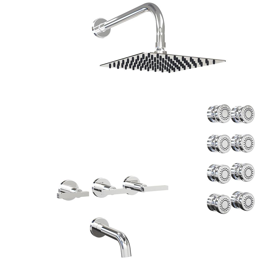 [23900] GRIFERÍA DUCHA 3 VIAS BICOMANDO CON ESCOCESA LOOK LEVER CROMO - HIDROMET - 10 AÑOS DE GARANTÍA [31145CRCR]