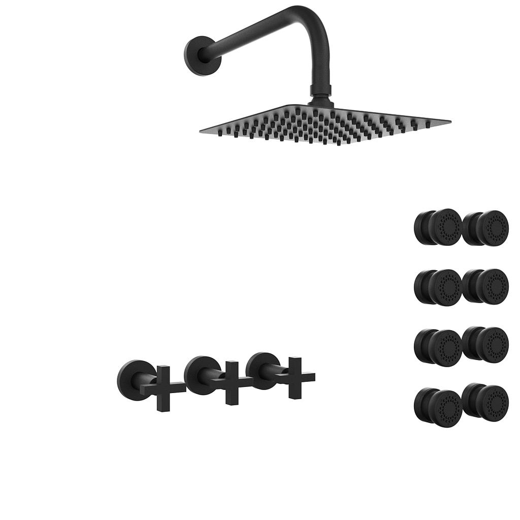 [23914] GRIFERÍA DUCHA 2 VIAS BICOMANDO CON ESCOCESA LOOK CRUZ NEGRO - HIDROMET - 10 AÑOS DE GARANTÍA [31157NEGR]