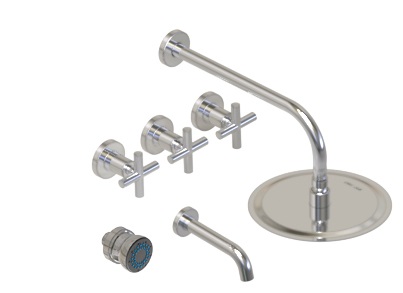 [23932] GRIFERÍA BAÑERA 3 VIAS BICOMANDO CON ESCOCESA SUN CRUZ CROMO - HIDROMET - 10 AÑOS DE GARANTÍA [04540CRCR]