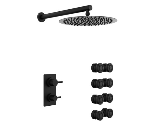 [24126] GRIFERÍA DUCHA 2 VIAS MONOCOMANDO CON LLUVIA , ESCOCESA Y DUCHADOR ONE NEGRO - HIDROMET - 10 AÑOS DE GARANTÍA [3013NEGR]