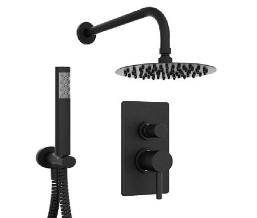 [24143] GRIFERÍA DUCHA 2 VIAS MONOCOMANDO CON TRANSFERENCIA Y DUCHADOR VECTOR NEGRO - HIDROMET - 10 AÑOS DE GARANTÍA [42112NEGR]