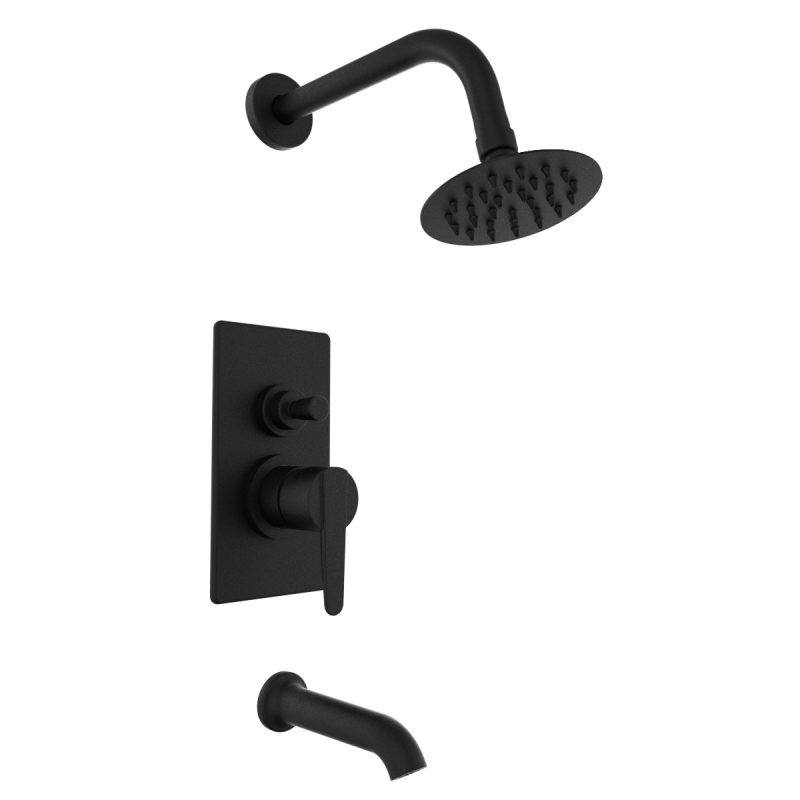 [24182] GRIFERÍA DUCHA EMBUTIDA MONOCOMANDO CON TRANSFERENCIA A TIRADOR FLAT NEGRO - HIDROMET - 10 AÑOS DE GARANTÍA [08413NEGR]