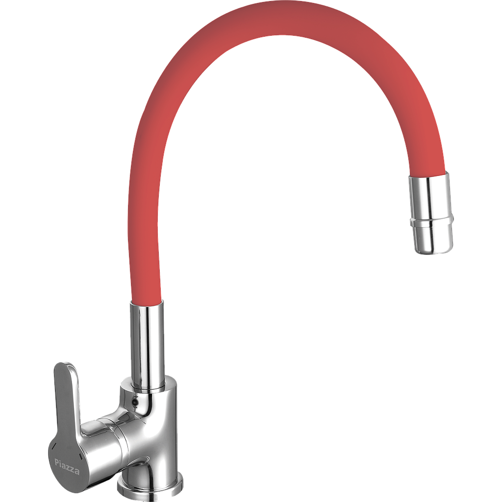 [24233] GRIFERÍA MONOCOMANDO EMBLEM COCINA MESADA CON MANGUERA ROJA  PIAZZA [10016RO]