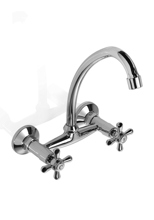 [24293] GRIFERÍA BICOMANDO CONVENCIONAL VILLAGE COCINA PARED DOS LLAVES CROMO PIAZZA [31411]