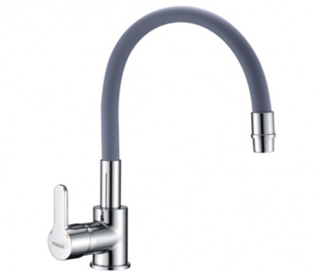 [25906] GRIFERÍA MONOCOMANDO EMBLEM COCINA MESADA CON MANGUERA GRIS  PIAZZA [10016GR]